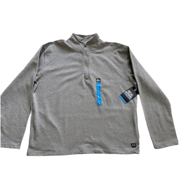 Real Work Mens Sweatshirt Jacket Gray 1/4 Zip Front Pullover Jacket Large NEW - Picture 7 of 14
